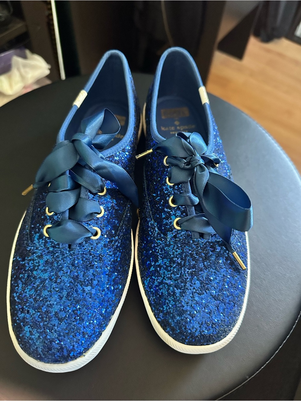 Keds Blue Glitter Ribbon Lace Sneakers